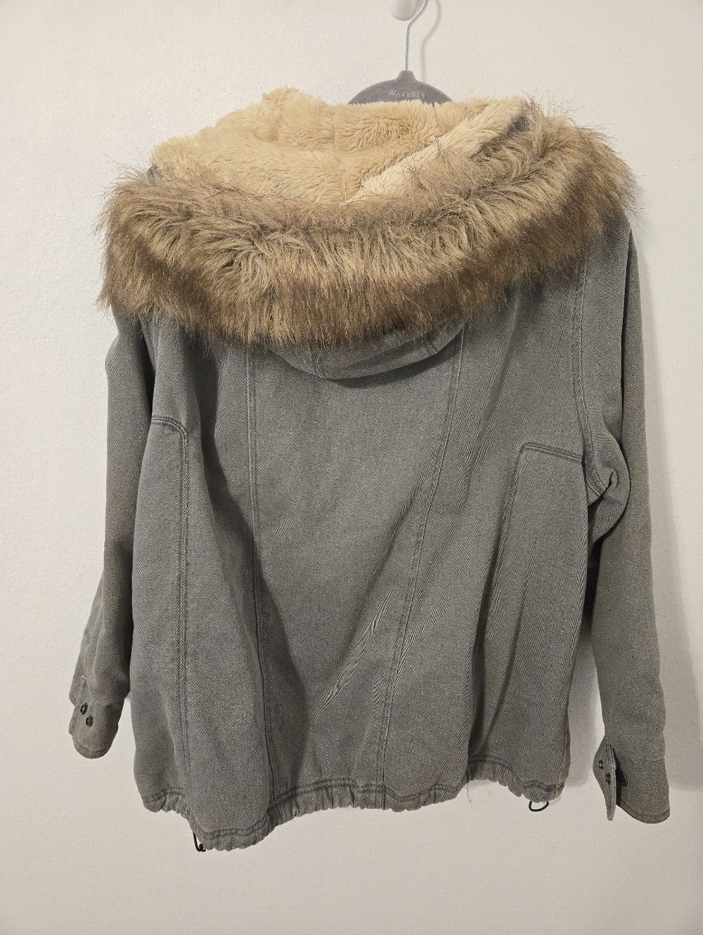 Vintage Woolrich Womens XL Gray Faded Faux Fur Hooded Jacket VTG - Picture 2 of 7